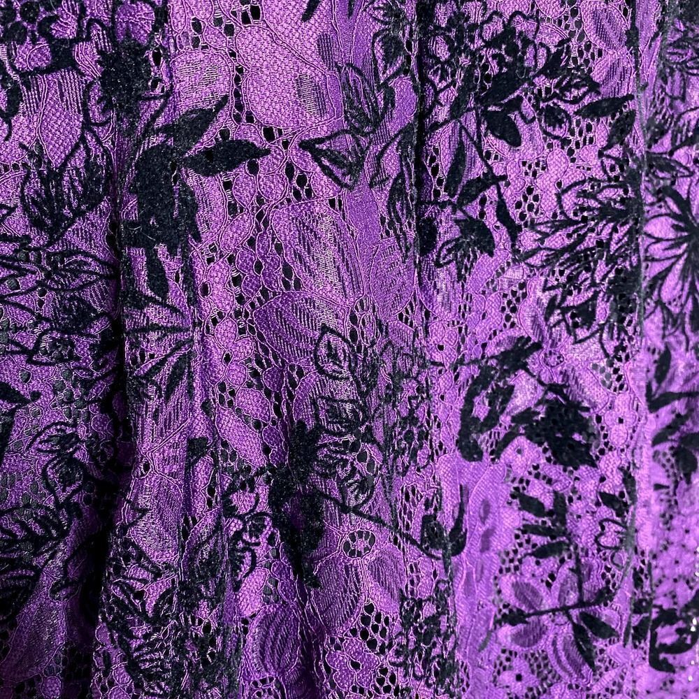 Danny & Nicole Floral Lace Velvet Fit & Flare Dress Purple Black Halloween 8 - Picture 12 of 15